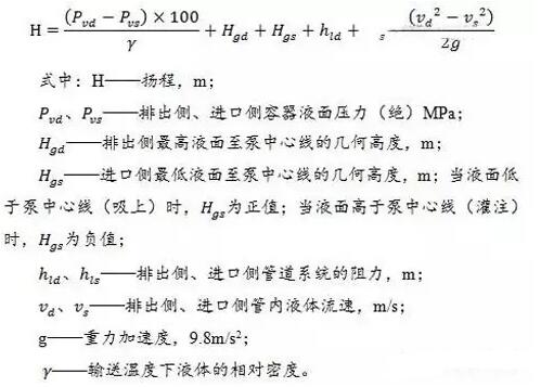 泵的揚(yáng)程H可用能量平衡方程(伯努利方程)
